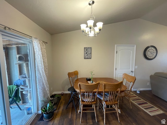 763 S 1500 W, Logan, UT 84321 - dining room featuring a notable chandelier, wood finished floors, baseboards, and vaulted ceiling