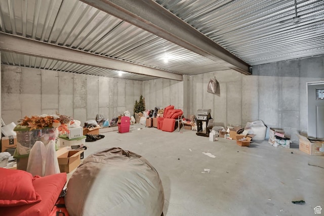 view of finished basement