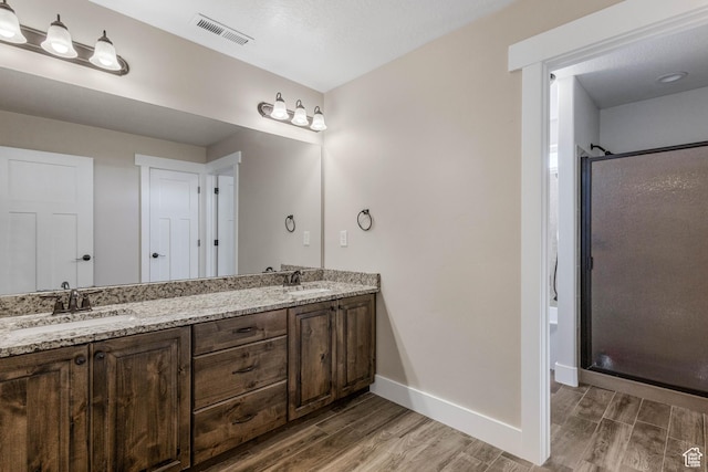 2409 W Rim Rock Dr, Stockton, UT 84071 - bathroom with a sink, visible vents, and wood finished floors