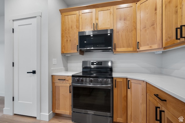 6317 W Cape Ridge Ln, West Valley City, UT 84128 - kitchen with light countertops, light wood-type flooring, and appliances with stainless steel finishes