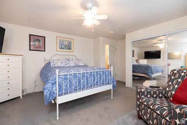 161 S Canyon Rd E, Parowan, UT 84761 - carpeted bedroom featuring a ceiling fan and a textured ceiling
