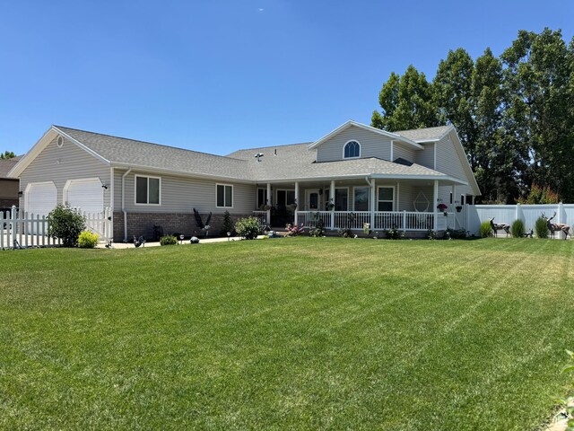 2922 S 500 E, Vernal, UT 84078 - view of front of home with an attached garage, a porch, brick siding, and roof with shingles