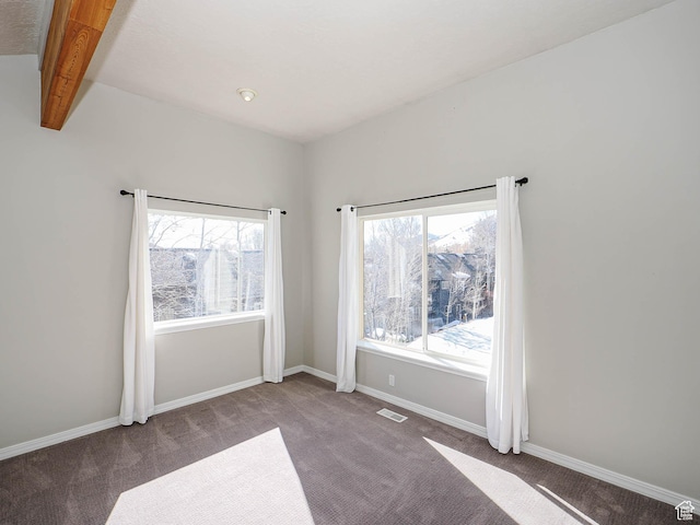 8004 Mustang Loop Rd, Park City, UT 84098 - carpeted spare room with beam ceiling, visible vents, and baseboards