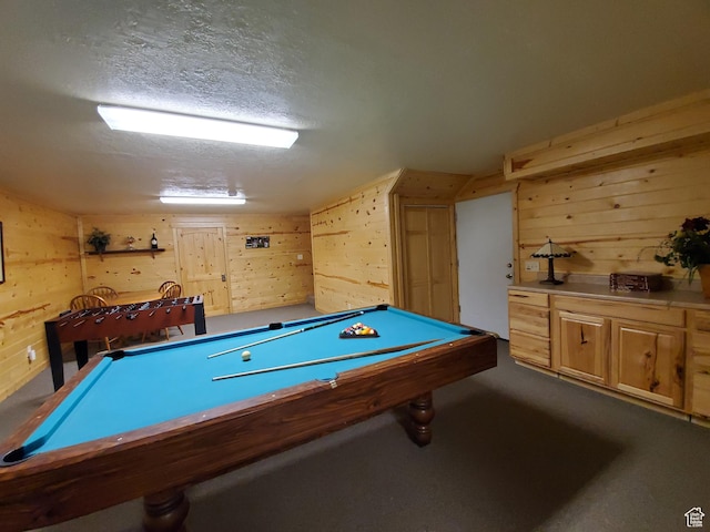 5085 Trumpeter, Island Park, ID 83429 - rec room featuring a textured ceiling, wood walls, and pool table