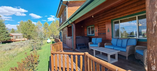 5085 Trumpeter, Island Park, ID 83429 - wooden terrace with outdoor lounge area