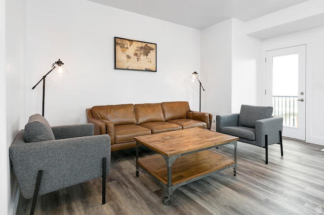 living area with wood finished floors