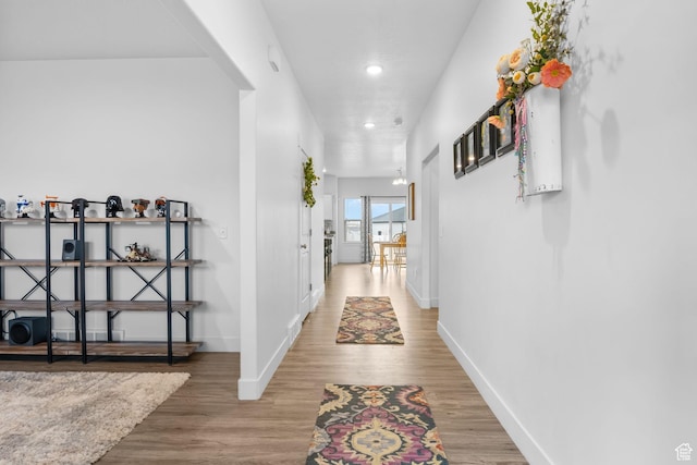 7382 W Butter Hollow Cir, Herriman, UT 84096 - corridor with baseboards, recessed lighting, and wood finished floors