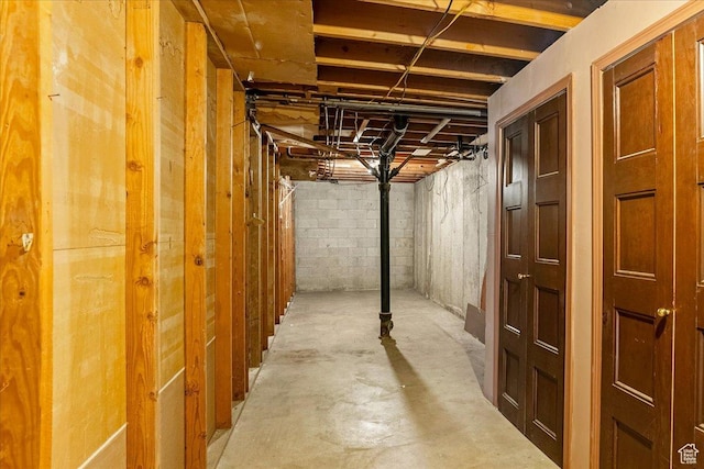 view of unfinished basement