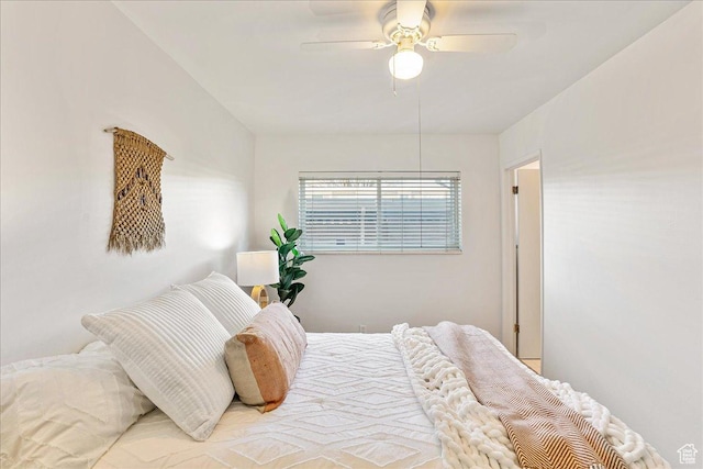 bedroom featuring ceiling fan