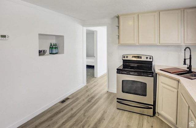 1278 E 22nd St S, Ogden, UT 84401 - kitchen with visible vents, cream cabinetry, light countertops, electric range, and a sink