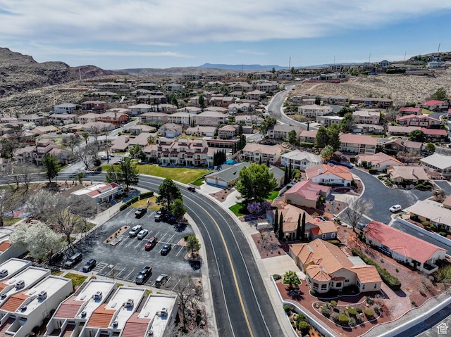 aerial view with a residential view and a mountain view