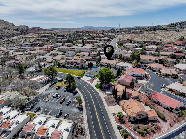 bird's eye view with a mountain view and a residential view