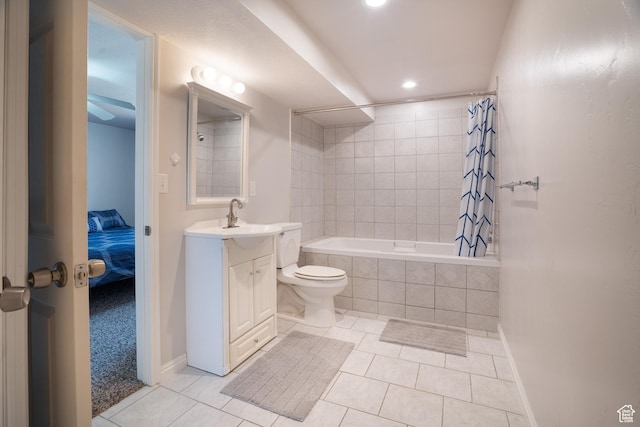 2581 W 2675 N, Farr West, UT 84404 - full bath featuring tiled shower / bath combo, toilet, recessed lighting, tile patterned floors, and vanity