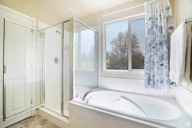 2581 W 2675 N, Farr West, UT 84404 - full bathroom featuring tile patterned floors, a stall shower, a healthy amount of sunlight, and a bath