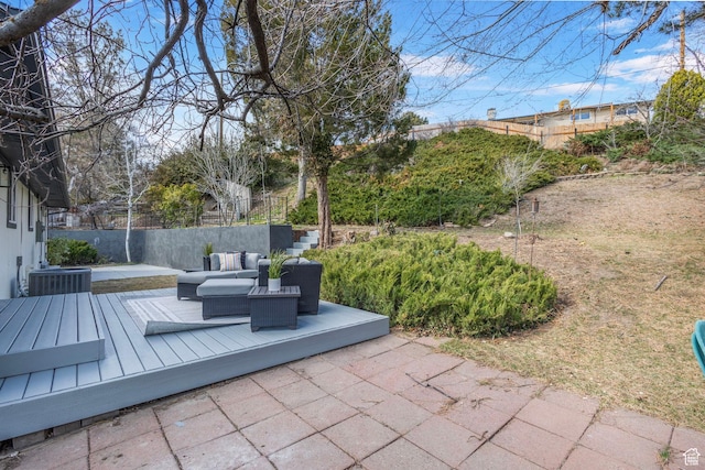 2605 E Portsmouth Ave S, Cottonwood Heights, UT 84121 - view of patio / terrace with fence, central AC, and a wooden deck