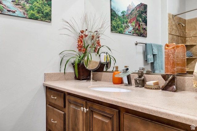 full bathroom featuring vanity and a shower