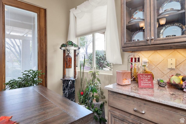 interior space featuring tasteful backsplash