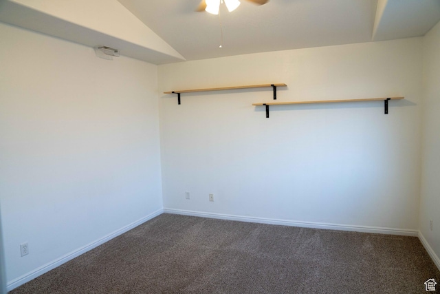 8084 N N Ridge Loop Unit F12, Eagle Mountain, UT 84005 - unfurnished room featuring a ceiling fan, vaulted ceiling, carpet, and baseboards