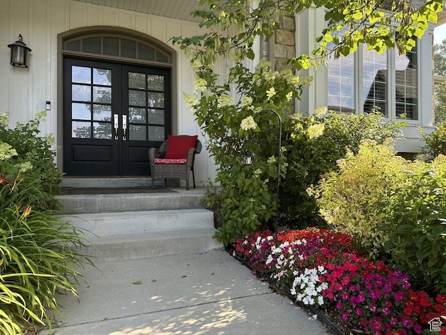 doorway to property with french doors