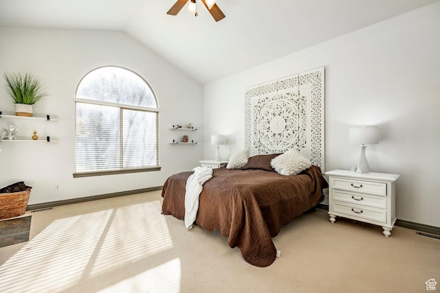 2652 E 6500 S, Uintah, UT 84403 - bedroom featuring lofted ceiling, a ceiling fan, light colored carpet, and baseboards