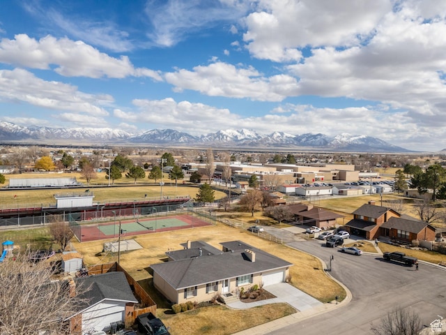 aerial view with a mountain view