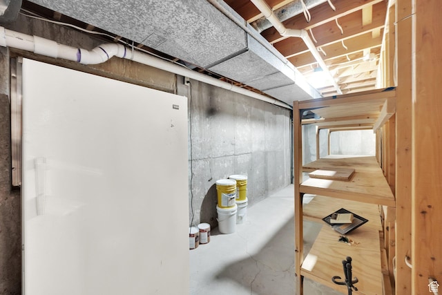 view of unfinished basement