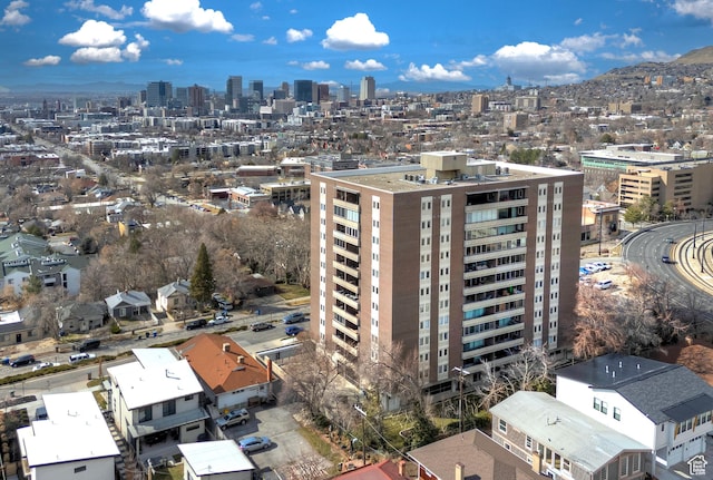 birds eye view of property featuring a view of city