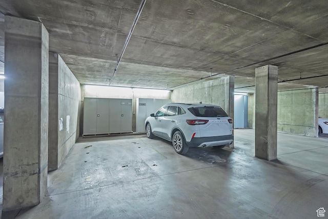 view of parking garage