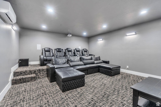 1413 N 1500 E, Provo, UT 84604 - carpeted home theater with recessed lighting, a wall mounted air conditioner, and baseboards