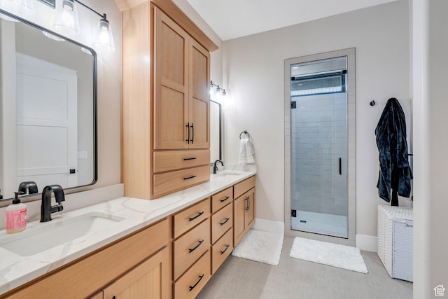 1413 N 1500 E, Provo, UT 84604 - full bath with double vanity, tile patterned flooring, a shower stall, and a sink