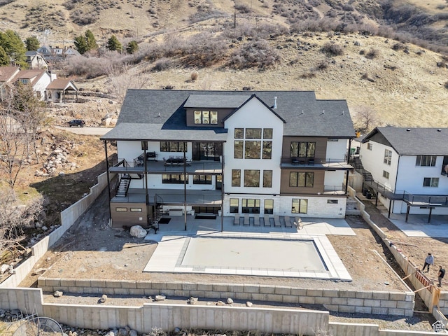 1413 N 1500 E, Provo, UT 84604 - back of property with a balcony, a fenced backyard, and a patio area