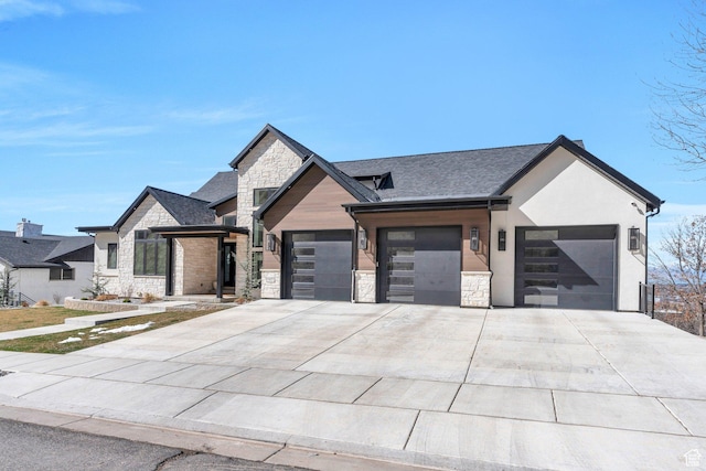 1413 N 1500 E, Provo, UT 84604 - view of front of home featuring stucco siding, stone siding, concrete driveway, and an attached garage