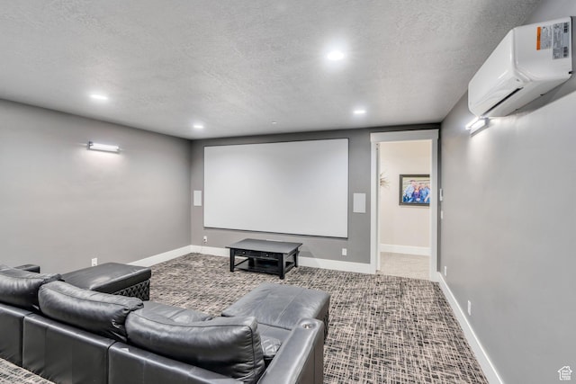 1413 N 1500 E, Provo, UT 84604 - cinema room with baseboards, a textured ceiling, carpet flooring, and a wall mounted AC