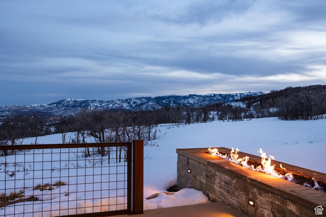 9774 N Red Hawk Trl, Park City, UT 84098 - exterior space with a mountain view and an outdoor fire pit