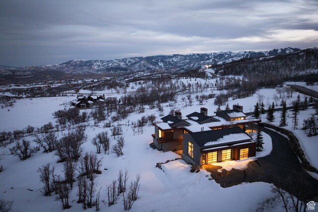 9774 N Red Hawk Trl, Park City, UT 84098 - snowy aerial view featuring a mountain view