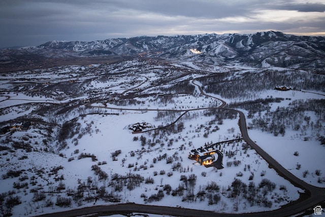 9774 N Red Hawk Trl, Park City, UT 84098 - snowy aerial view featuring a mountain view