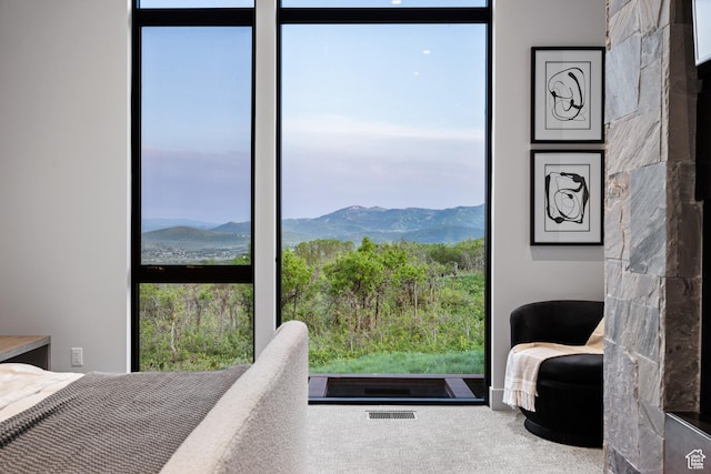9774 N Red Hawk Trl, Park City, UT 84098 - bedroom with multiple windows, a mountain view, and carpet