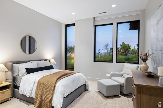 9774 N Red Hawk Trl, Park City, UT 84098 - bedroom with multiple windows, light carpet, recessed lighting, and baseboards