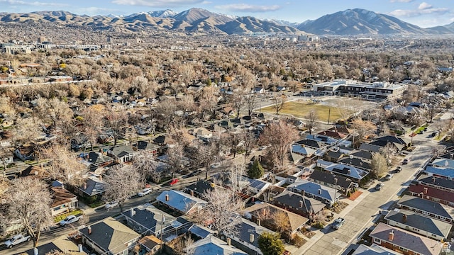 bird's eye view with a residential view and a mountain view