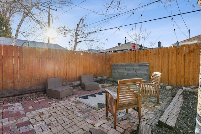 view of patio featuring a fenced backyard