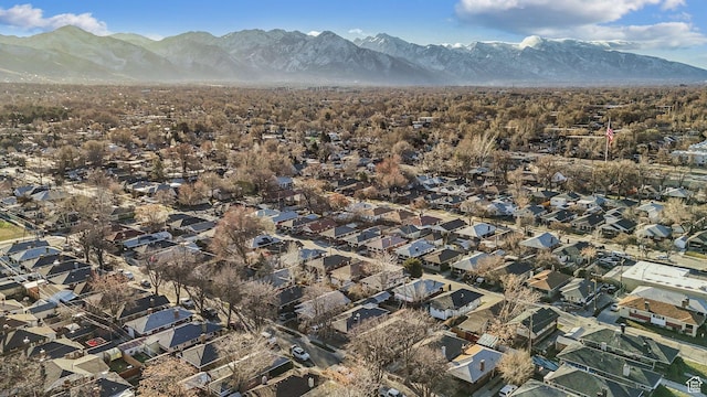 bird's eye view with a residential view and a mountain view