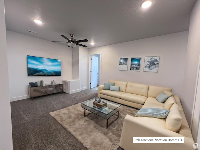 2245 S Beachcomber Ln, Garden City, UT 84028 - living area with visible vents, baseboards, ceiling fan, carpet floors, and recessed lighting