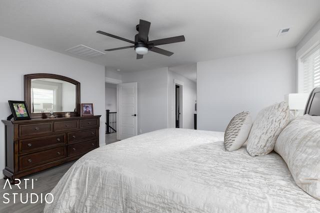 2211 W Parkview Dr, Syracuse, UT 84075 - bedroom featuring visible vents, a ceiling fan, and carpet floors
