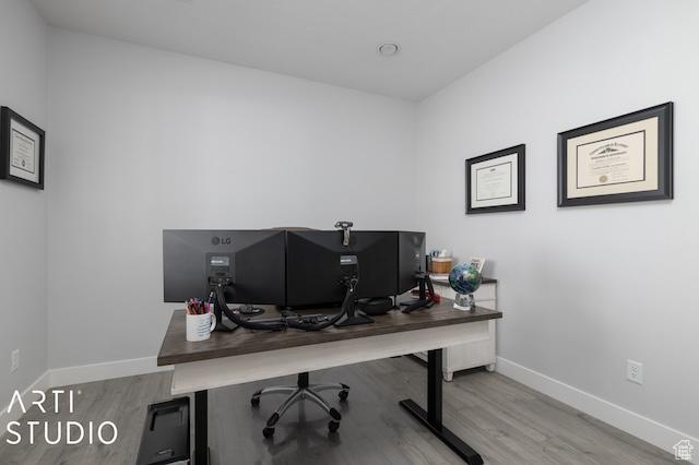 2211 W Parkview Dr, Syracuse, UT 84075 - office with baseboards and wood finished floors