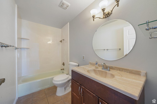 123 E 2nd Ave N Unit T-9, Salt Lake City, UT 84103 - bathroom with vanity, visible vents, shower / washtub combination, tile patterned floors, and toilet
