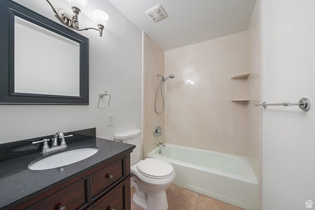 123 E 2nd Ave N Unit T-9, Salt Lake City, UT 84103 - bathroom with vanity, visible vents, shower / bath combination, tile patterned floors, and toilet