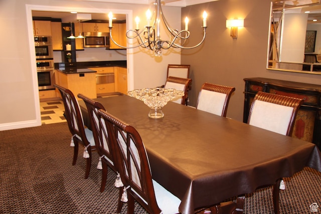 123 E 2nd Ave N Unit T-9, Salt Lake City, UT 84103 - dining space featuring baseboards, carpet, and an inviting chandelier