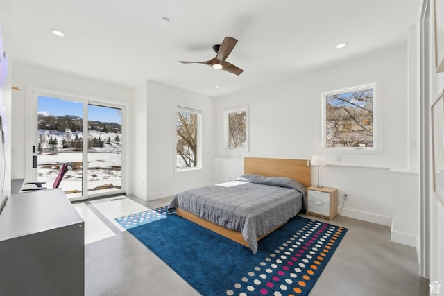 3599 Daybreaker Dr, Park City, UT 84098 - bedroom with baseboards, finished concrete flooring, access to exterior, and recessed lighting
