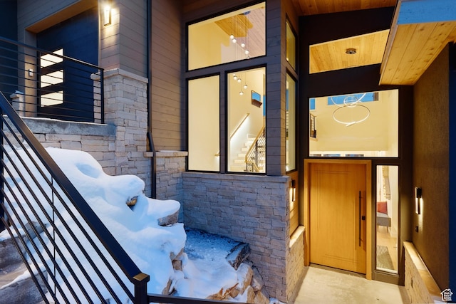 3599 Daybreaker Dr, Park City, UT 84098 - doorway to property with stone siding