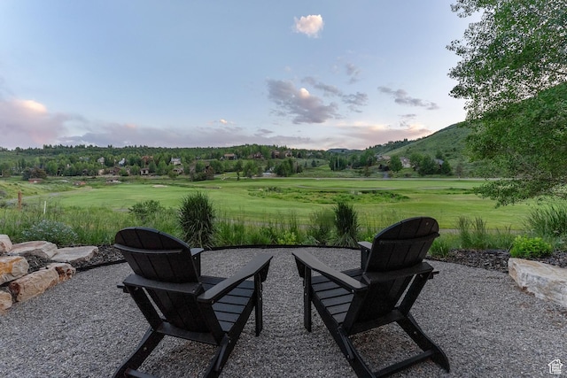 3599 Daybreaker Dr, Park City, UT 84098 - patio terrace at dusk featuring an outdoor fire pit
